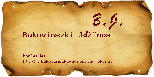 Bukovinszki János névjegykártya